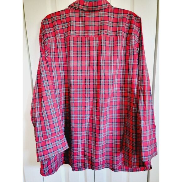 Lands’ End 22W Women’s Red Plaid‎ Long Sleeve Tunic Top Supima Cotton LS - Picture 2 of 6
